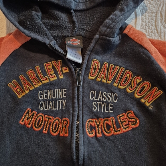 Harley Davidson boys size 2T embroidered front full zip hoodie VGUC - Picture 3 of 4